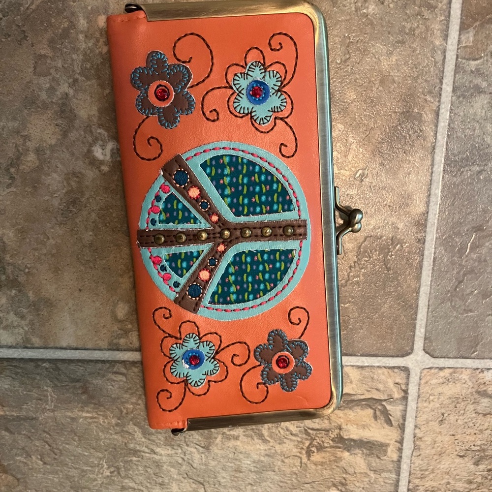 NATURAL LIFE Bohemian Bliss Orange Wallet with Peace Sign
